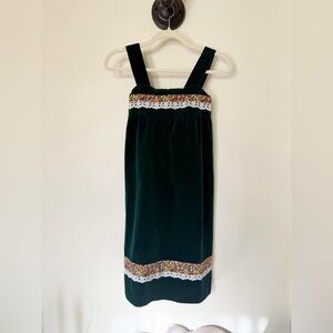 Emerald Green Vintage Velvet Babydoll Dress